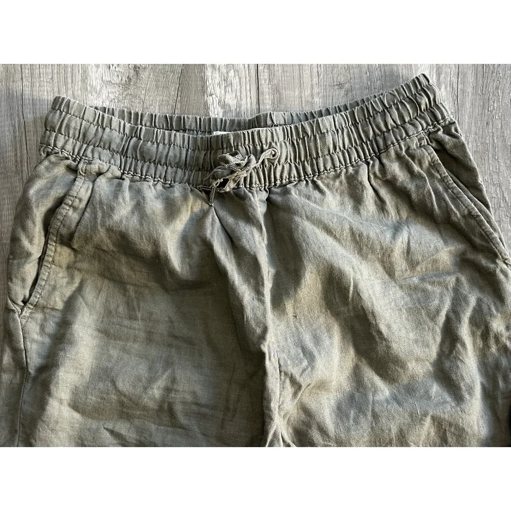 H&M L.O.G.G. Women's Size 4‎ Green Linen Blend Drawstring Waist Casual Pants
